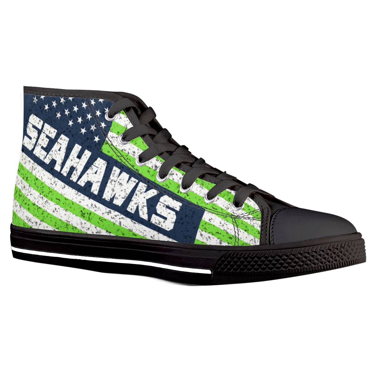 Men's Seattle Seahawks High Top Canvas Sneakers 004 Men's Seattle Seahawks High Top Canvas Sneakers 004